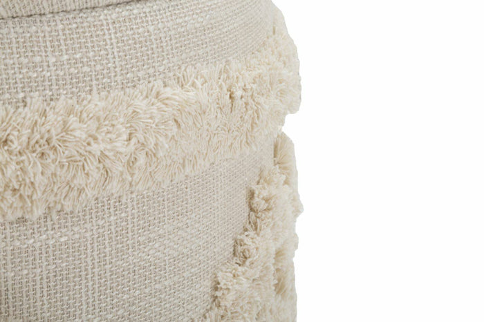 Pouf contenitore Jarrar, Baule contenitore, Supporto per divano, Poggiapiedi con box, Bianco, 35x35 h40 cm