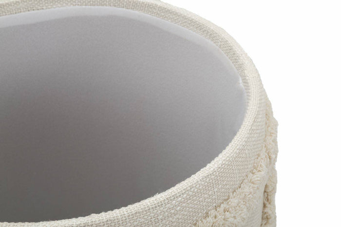 Pouf contenitore Jarrar, Baule contenitore, Supporto per divano, Poggiapiedi con box, Bianco, 35x35 h40 cm