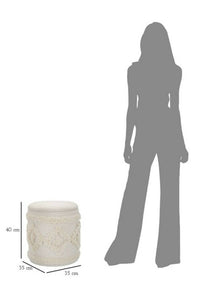 Pouf contenitore Jarrar, Baule contenitore, Supporto per divano, Poggiapiedi con box, Bianco, 35x35 h40 cm