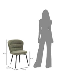 Set di 2 sedie Leo, Seduta indoor, Sedia imbottita, Poltrona multiuso, 58x61 h85 cm, Nero e Verde