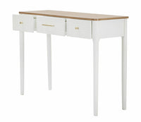 Consolle Crypto, Tavolo multiuso, Mobiletto d'appoggio, Scrivania da corridoio, 107x37 h80 cm, Bianco e Marrone