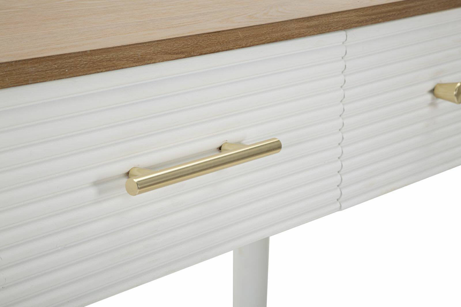 Consolle Crypto, Tavolo multiuso, Mobiletto d'appoggio, Scrivania da corridoio, 107x37 h80 cm, Bianco e Marrone