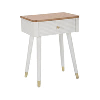 Tavolino da salotto Fridal, Tavolo basso da caffè, Portariviste per divano, Ripiano da soggiorno, 45x32 h62 cm, Bianco e Marrone