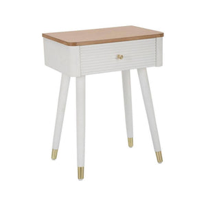 Tavolino da salotto Fridal, Tavolo basso da caffè, Portariviste per divano, Ripiano da soggiorno, 45x32 h62 cm, Bianco e Marrone