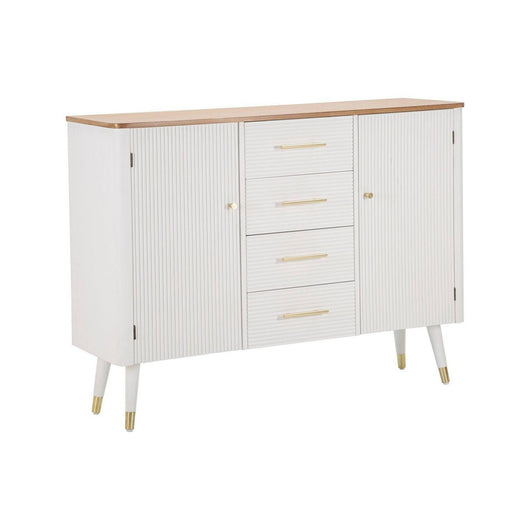 Credenza Acute, Buffet da soggiorno, Madia da salotto, Dispensa da cucina, 117x37 h90 cm, Bianco e Marrone