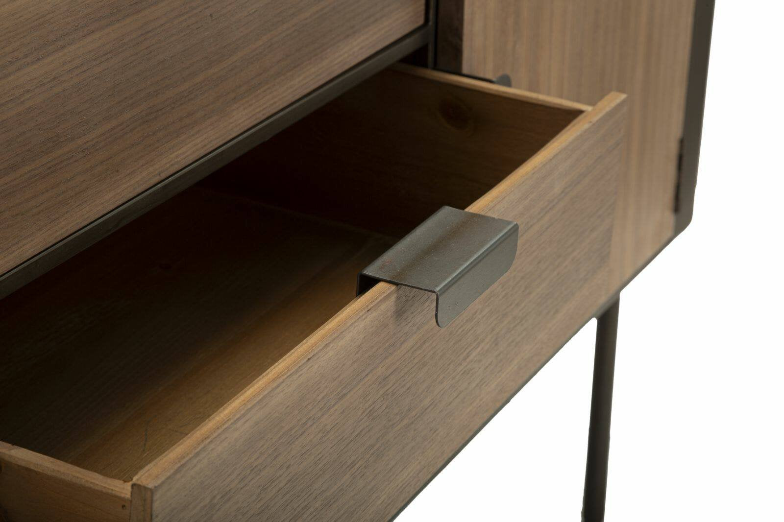 Credenza Jones, Buffet da soggiorno, Madia da salotto, Dispensa da cucina, 145x47 h76 cm, Grigio e Marrone