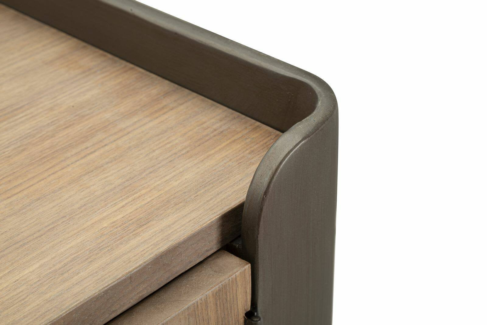 Credenza Jones, Buffet da soggiorno, Madia da salotto, Dispensa da cucina, 145x47 h76 cm, Grigio e Marrone