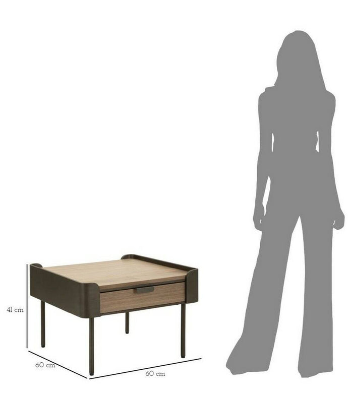 Tavolino da salotto Icona, Tavolo basso da caffè, Portariviste per divano, Ripiano da soggiorno, 60x60 h41 cm, Grigio e Marrone