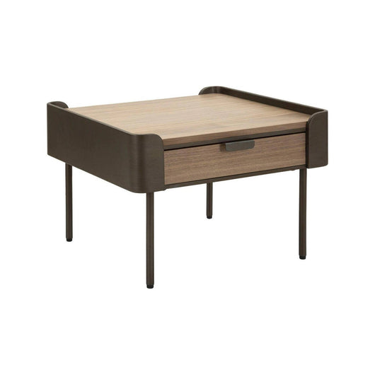 Tavolino da salotto Icona, Tavolo basso da caffè, Portariviste per divano, Ripiano da soggiorno, 60x60 h41 cm, Grigio e Marrone