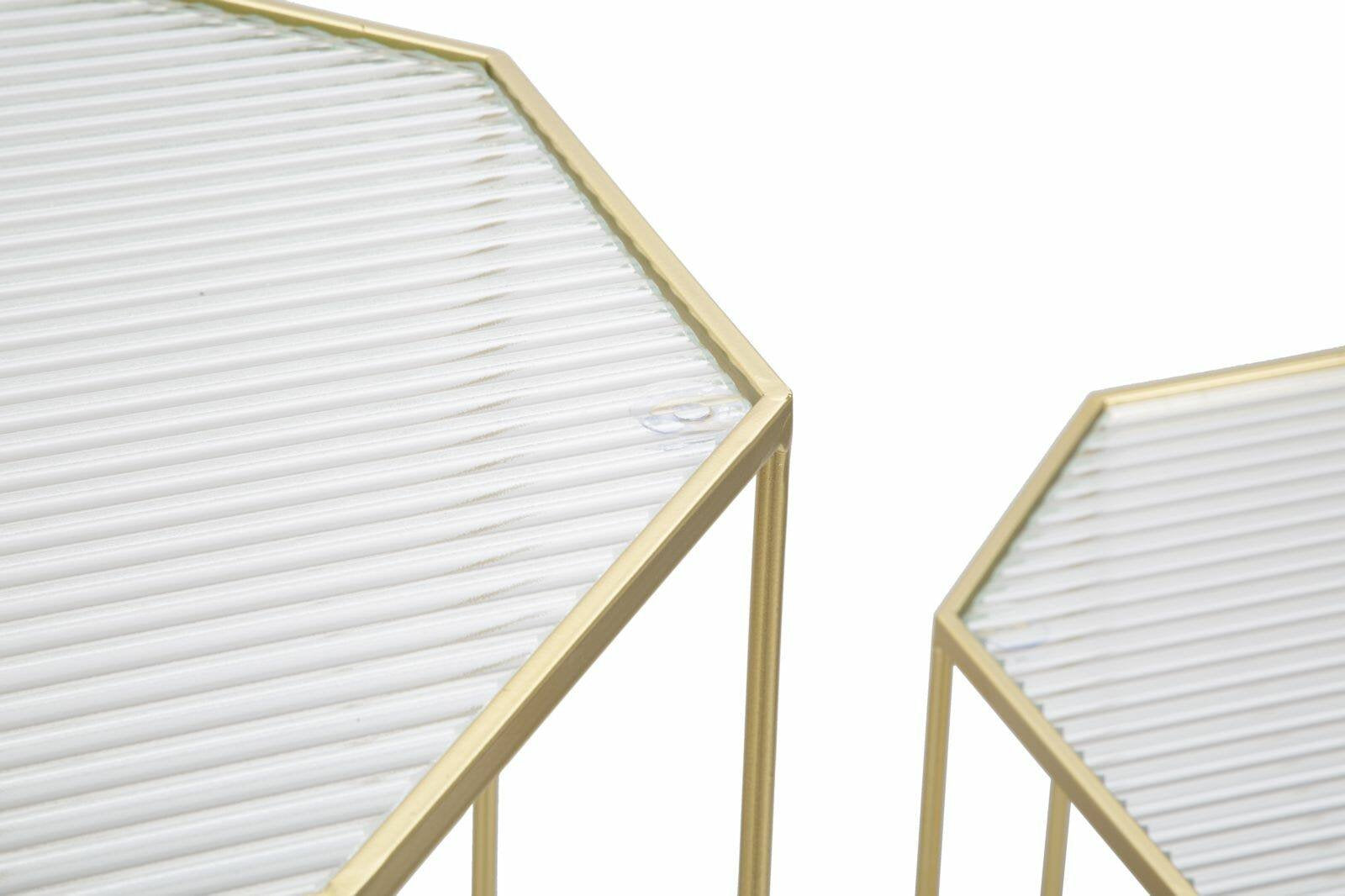 Tavolino da salotto George, Tavolo basso da caffè, Portariviste per divano, Ripiano da soggiorno, Oro, 50x46 h100 cm