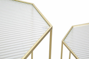 Tavolino da salotto George, Tavolo basso da caffè, Portariviste per divano, Ripiano da soggiorno, Oro, 50x46 h100 cm