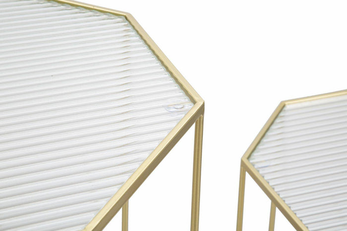 Tavolino da salotto George, Tavolo basso da caffè, Portariviste per divano, Ripiano da soggiorno, Oro, 50x46 h100 cm