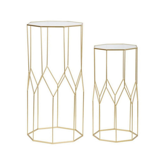 Tavolino da salotto George, Tavolo basso da caffè, Portariviste per divano, Ripiano da soggiorno, Oro, 50x46 h100 cm