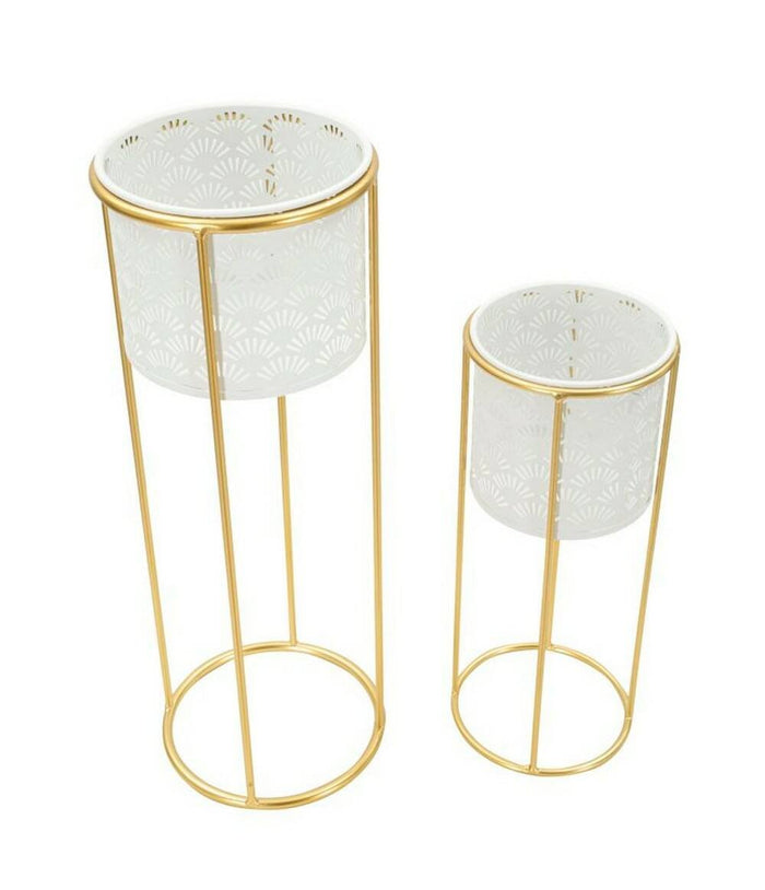 Oggettistica Dore, Complemento d'arredo, Articolo decorativo, Accessorio d'arredo, 17x17 h46 cm, Bianco e Oro