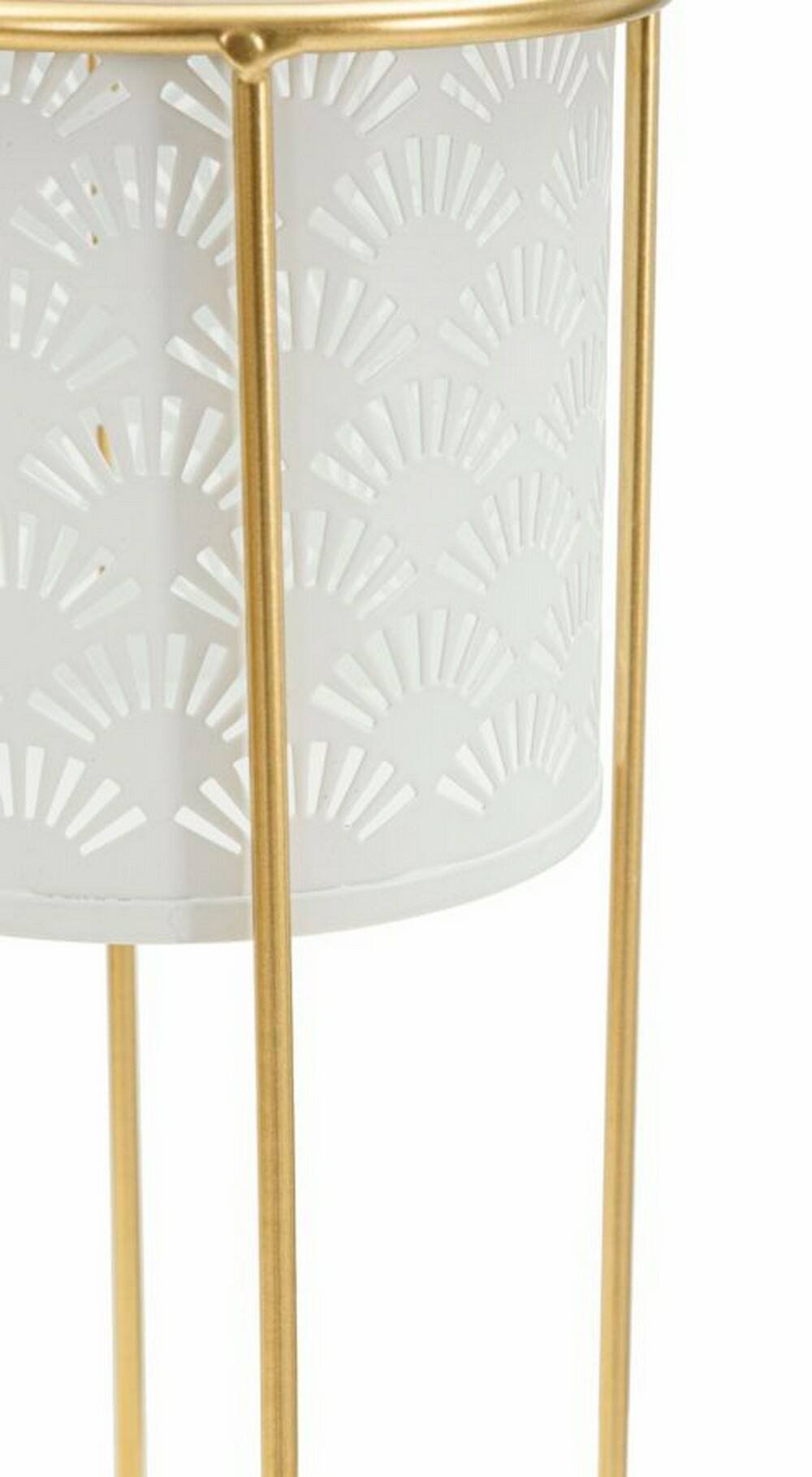 Oggettistica Dore, Complemento d'arredo, Articolo decorativo, Accessorio d'arredo, 17x17 h46 cm, Bianco e Oro