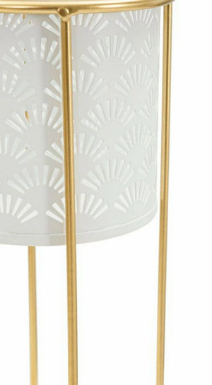Oggettistica Dore, Complemento d'arredo, Articolo decorativo, Accessorio d'arredo, 17x17 h46 cm, Bianco e Oro