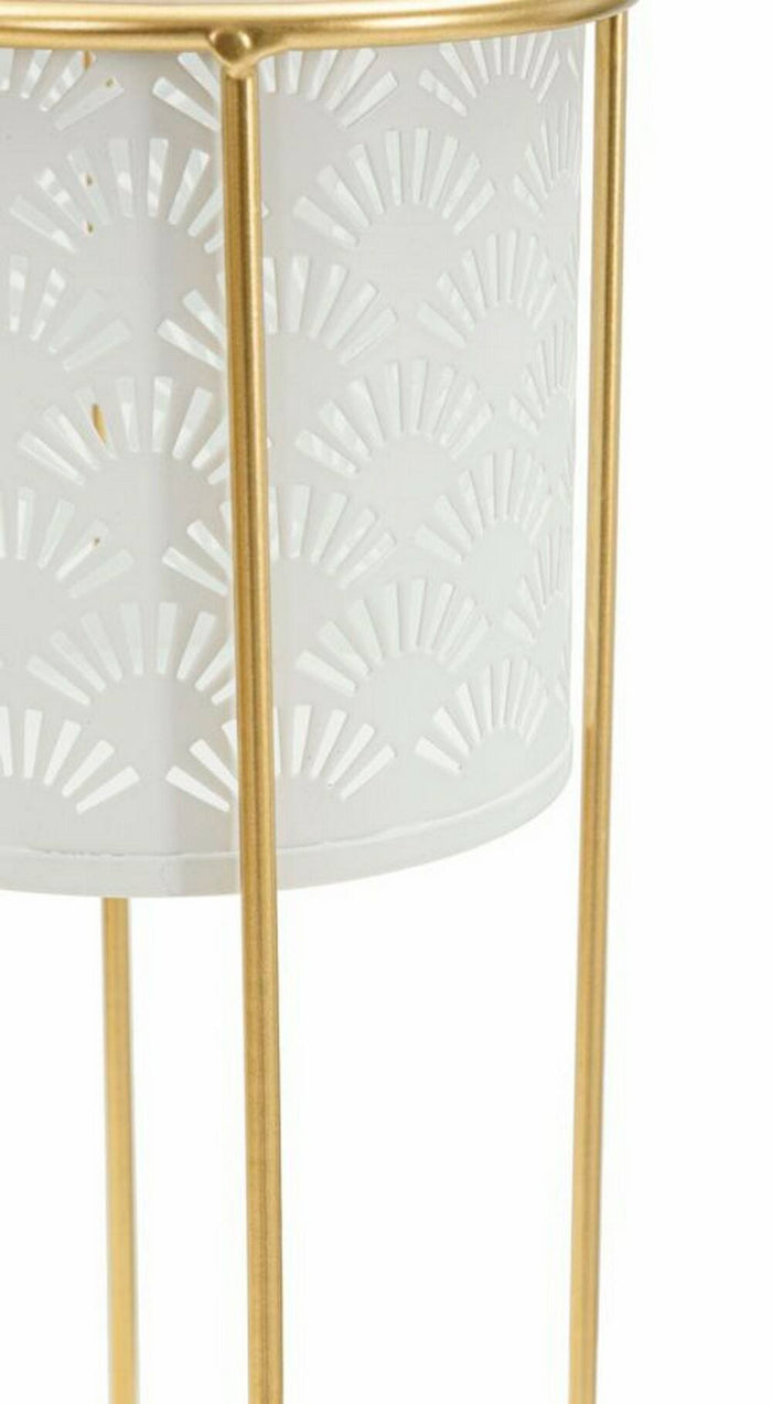 Oggettistica Dore, Complemento d'arredo, Articolo decorativo, Accessorio d'arredo, 17x17 h46 cm, Bianco e Oro
