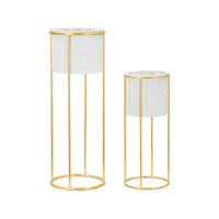 Oggettistica Dore, Complemento d'arredo, Articolo decorativo, Accessorio d'arredo, 17x17 h46 cm, Bianco e Oro