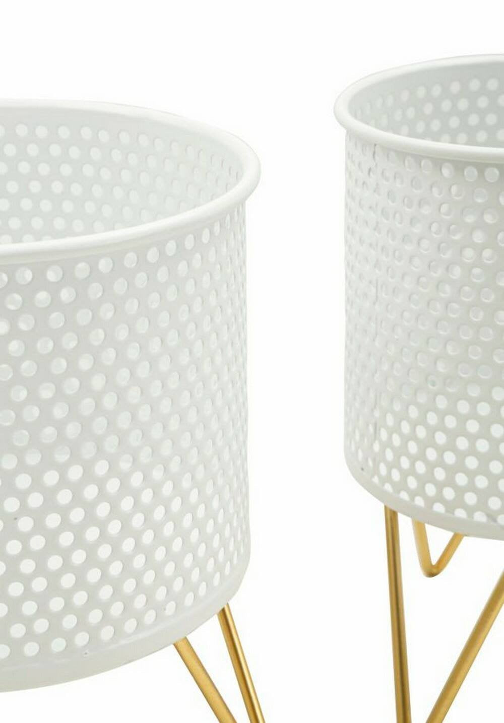 Oggettistica Vif, Complemento d'arredo, Articolo decorativo, Accessorio d'arredo, 16x16 h20 cm, Bianco e Oro