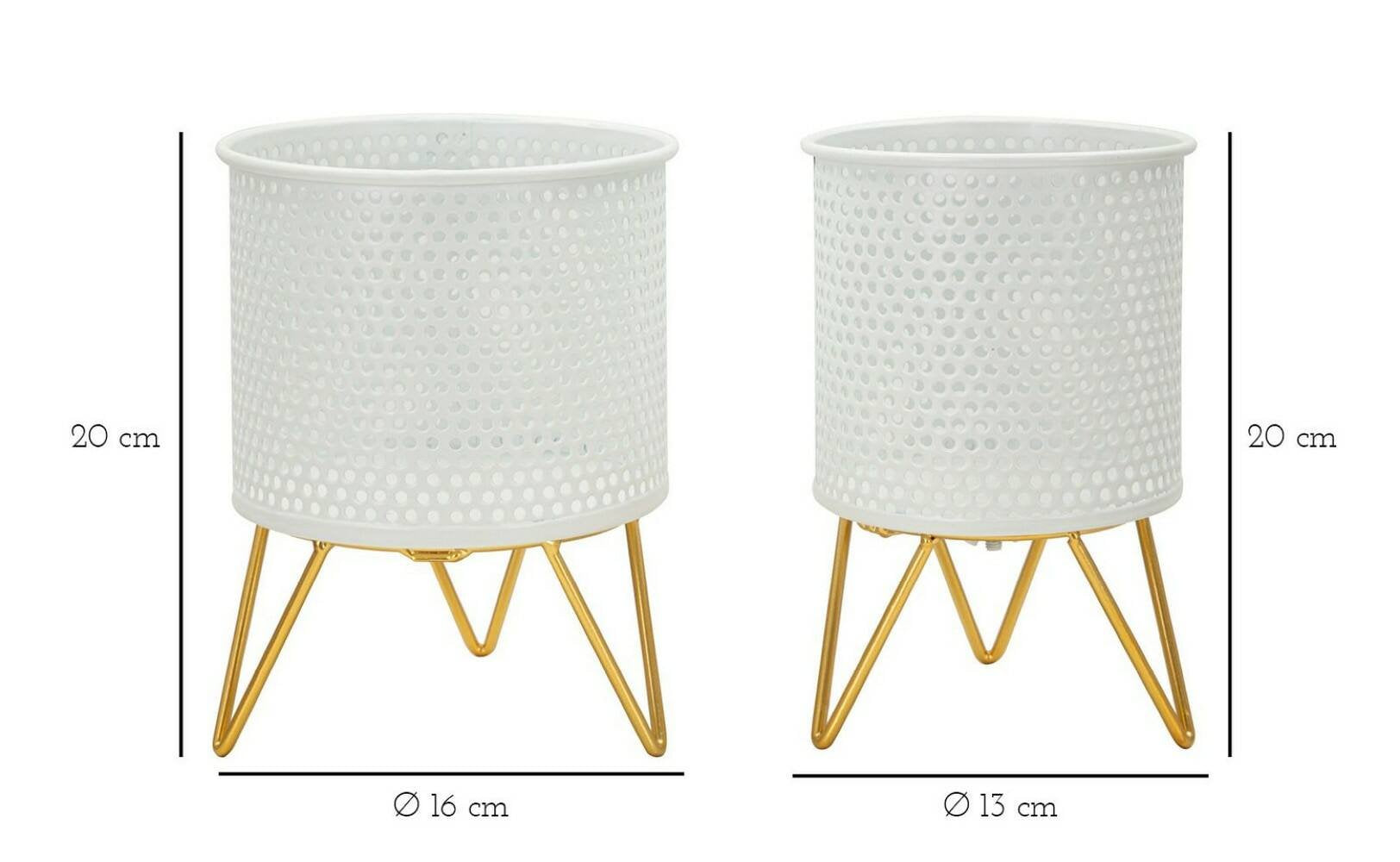 Oggettistica Vif, Complemento d'arredo, Articolo decorativo, Accessorio d'arredo, 16x16 h20 cm, Bianco e Oro