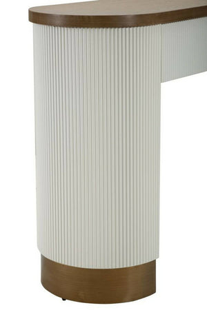 Consolle Cadre, Tavolo multiuso, Mobiletto d'appoggio, Scrivania da corridoio, 121x40 h78 cm, Bianco e Marrone