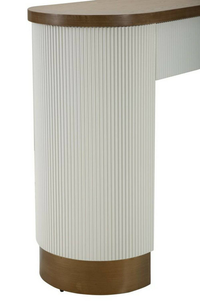 Consolle Cadre, Tavolo multiuso, Mobiletto d'appoggio, Scrivania da corridoio, 121x40 h78 cm, Bianco e Marrone