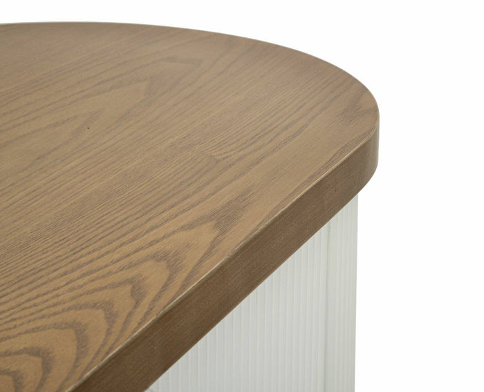 Consolle Cadre, Tavolo multiuso, Mobiletto d'appoggio, Scrivania da corridoio, 121x40 h78 cm, Bianco e Marrone