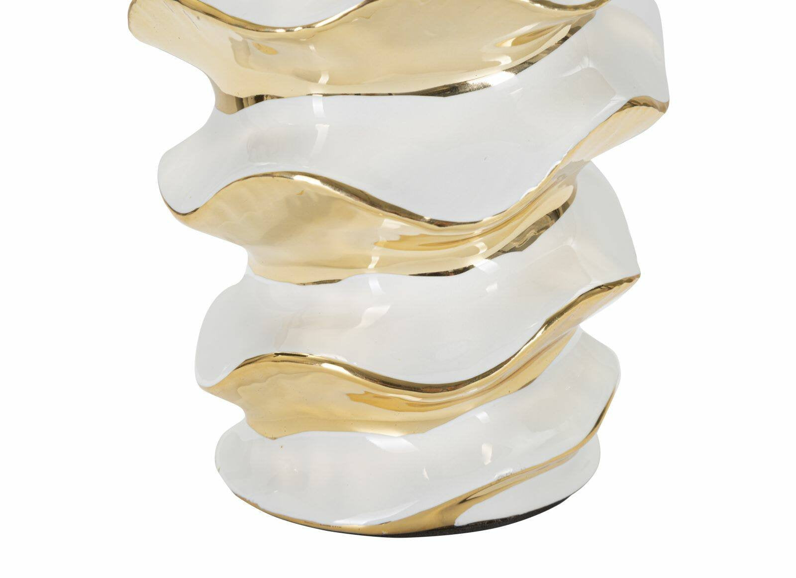 Lampada da tavolo Ashcan, Luce da scrivania, Luminaria da ufficio, Lampada da lavoro, 33x33 h53 cm, Bianco e Oro