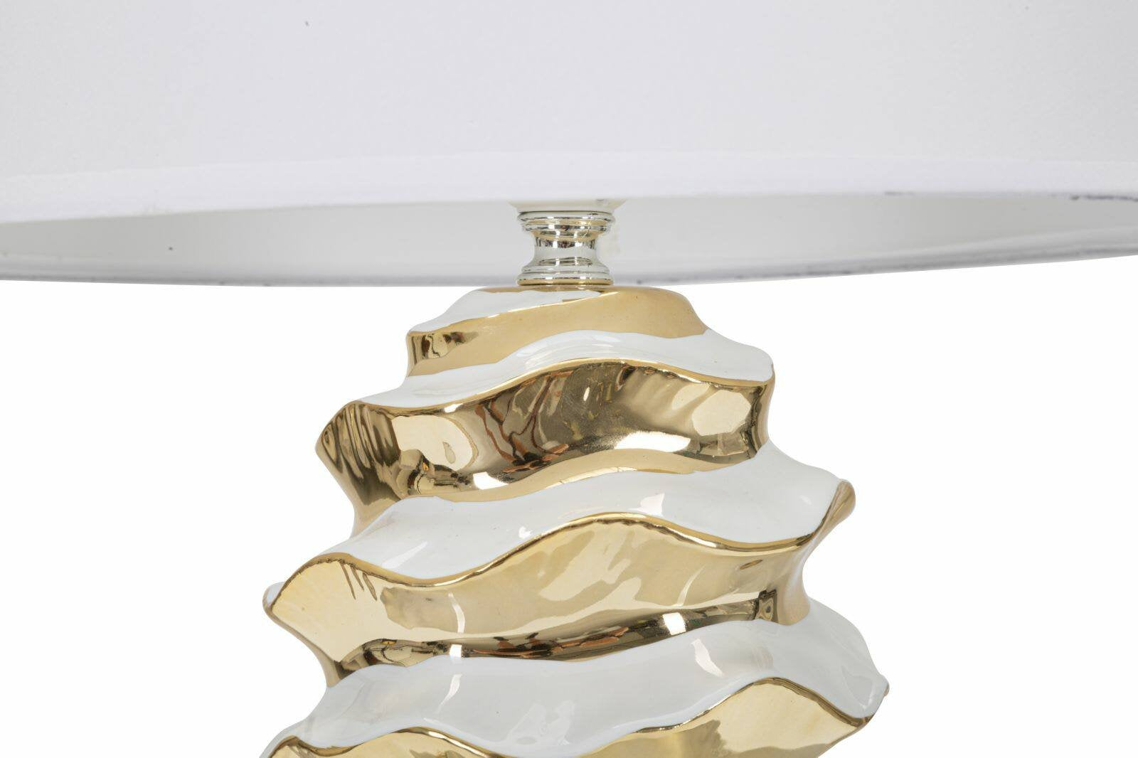 Lampada da tavolo Ashcan, Luce da scrivania, Luminaria da ufficio, Lampada da lavoro, 33x33 h53 cm, Bianco e Oro