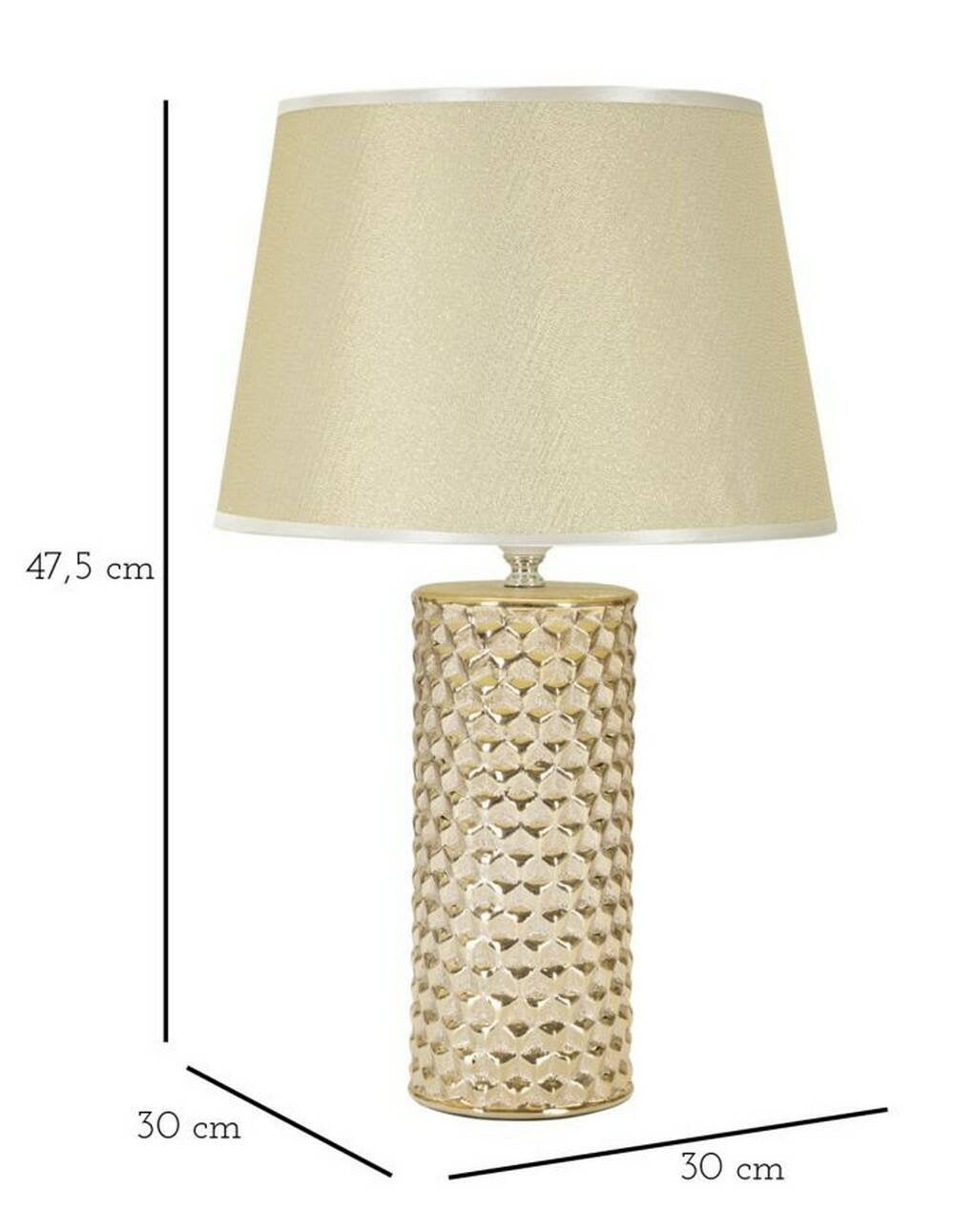 Lampada da tavolo Supreme, Luce da scrivania, Luminaria da ufficio, Lampada da lavoro, Bianco e Oro, 30x30 h48 cm