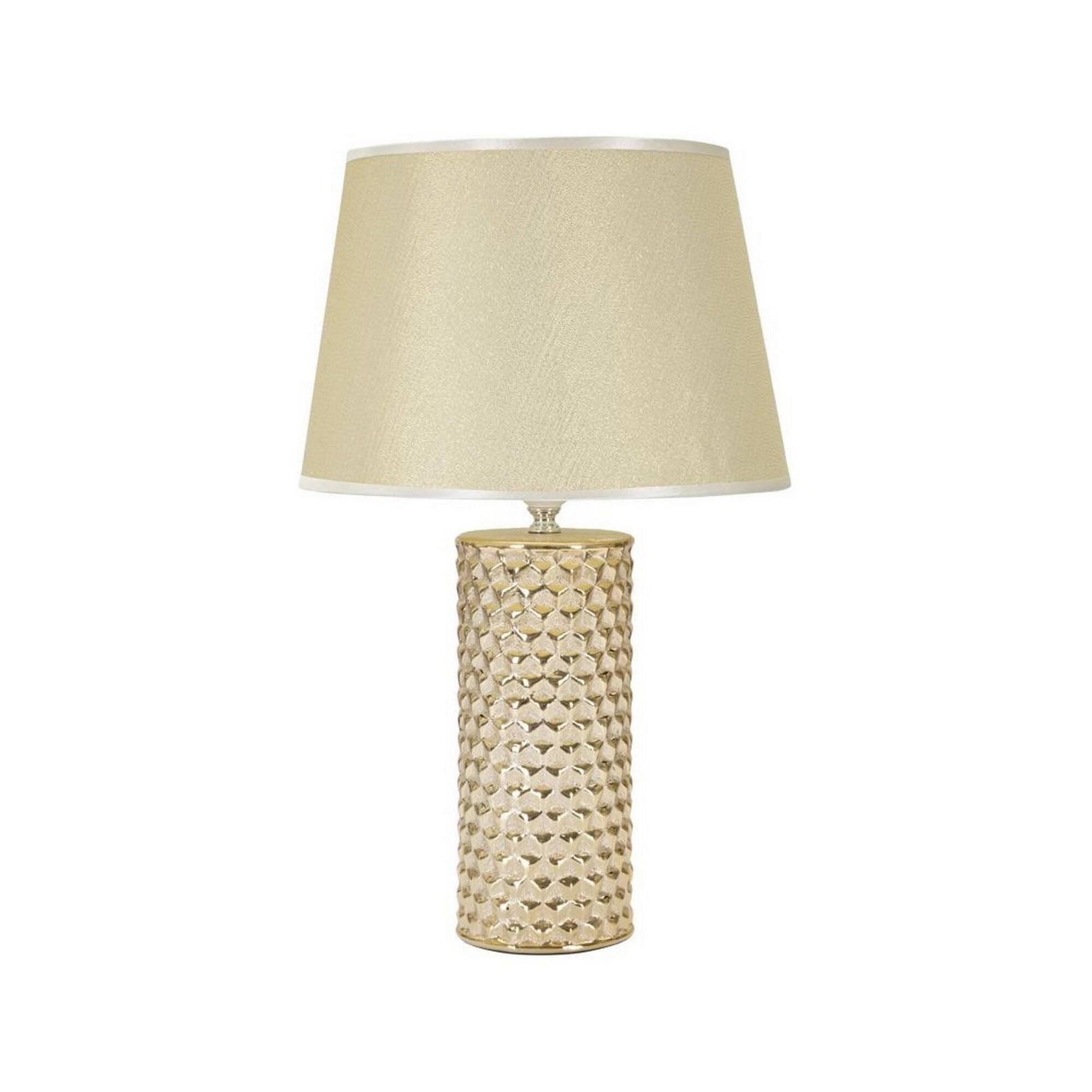Lampada da tavolo Supreme, Luce da scrivania, Luminaria da ufficio, Lampada da lavoro, Bianco e Oro, 30x30 h48 cm