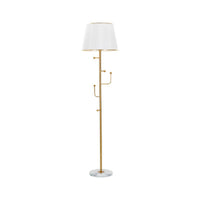 Lampada da terra Tano, Luce da terra, Lampada da pavimento, Lampada a stelo, 41x41 h173 cm, Bianco e Oro