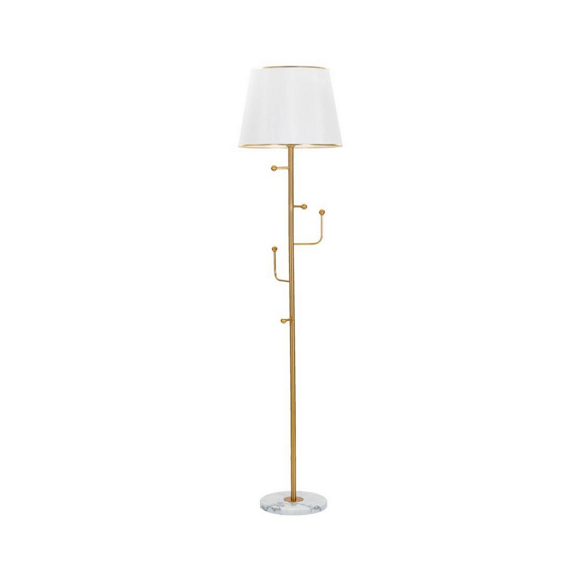 Lampada da terra Tano, Luce da terra, Lampada da pavimento, Lampada a stelo, 41x41 h173 cm, Bianco e Oro