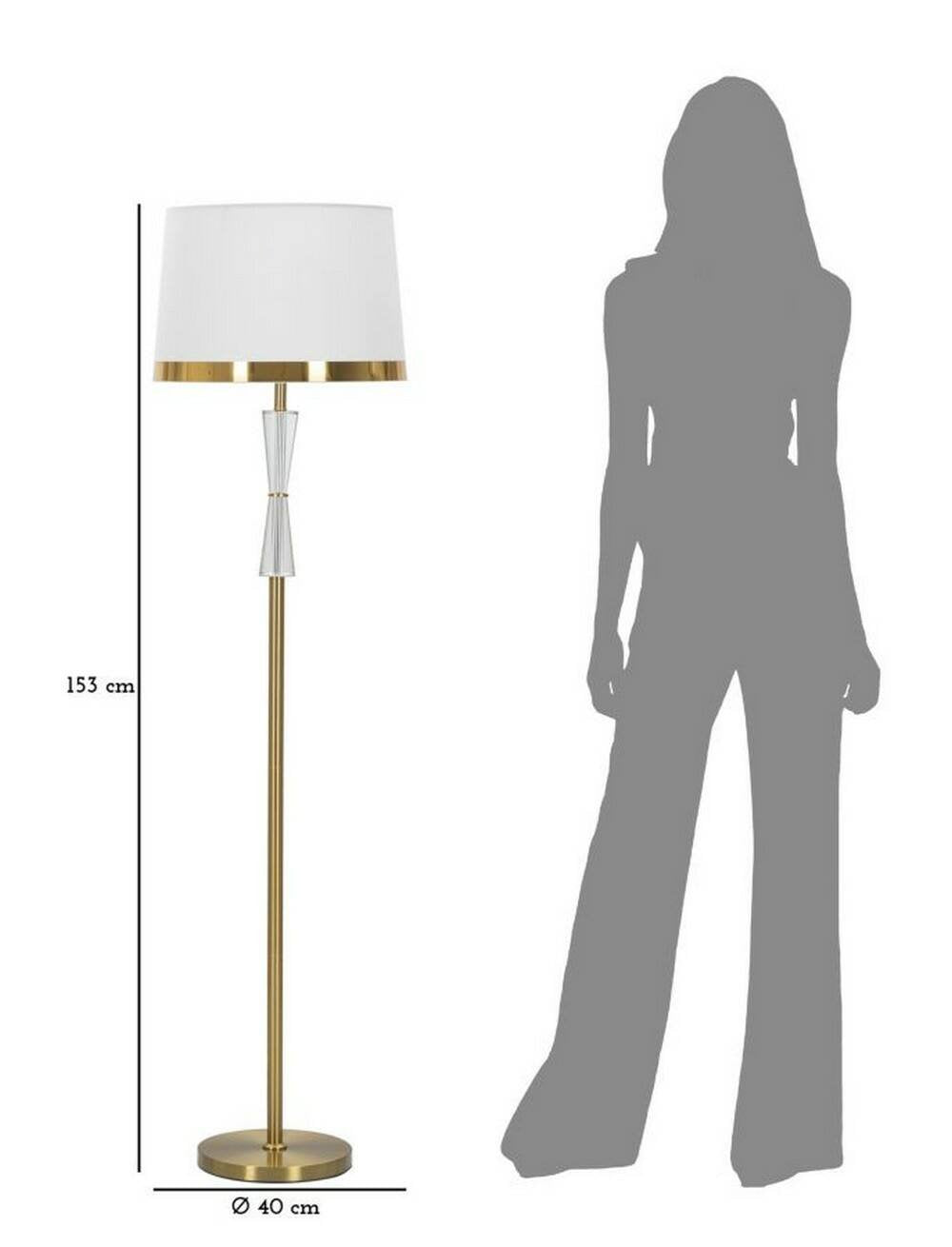 Lampada da terra Craquelure, Luce da terra, Lampada da pavimento, Lampada a stelo, 40x40 h153 cm, Bianco e Oro