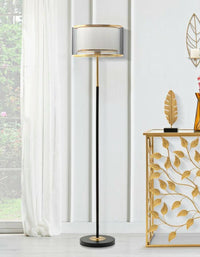 Lampada da terra Marouflage, Luce da terra, Lampada da pavimento, Lampada a stelo, 35x35 h153 cm, Nero e Oro