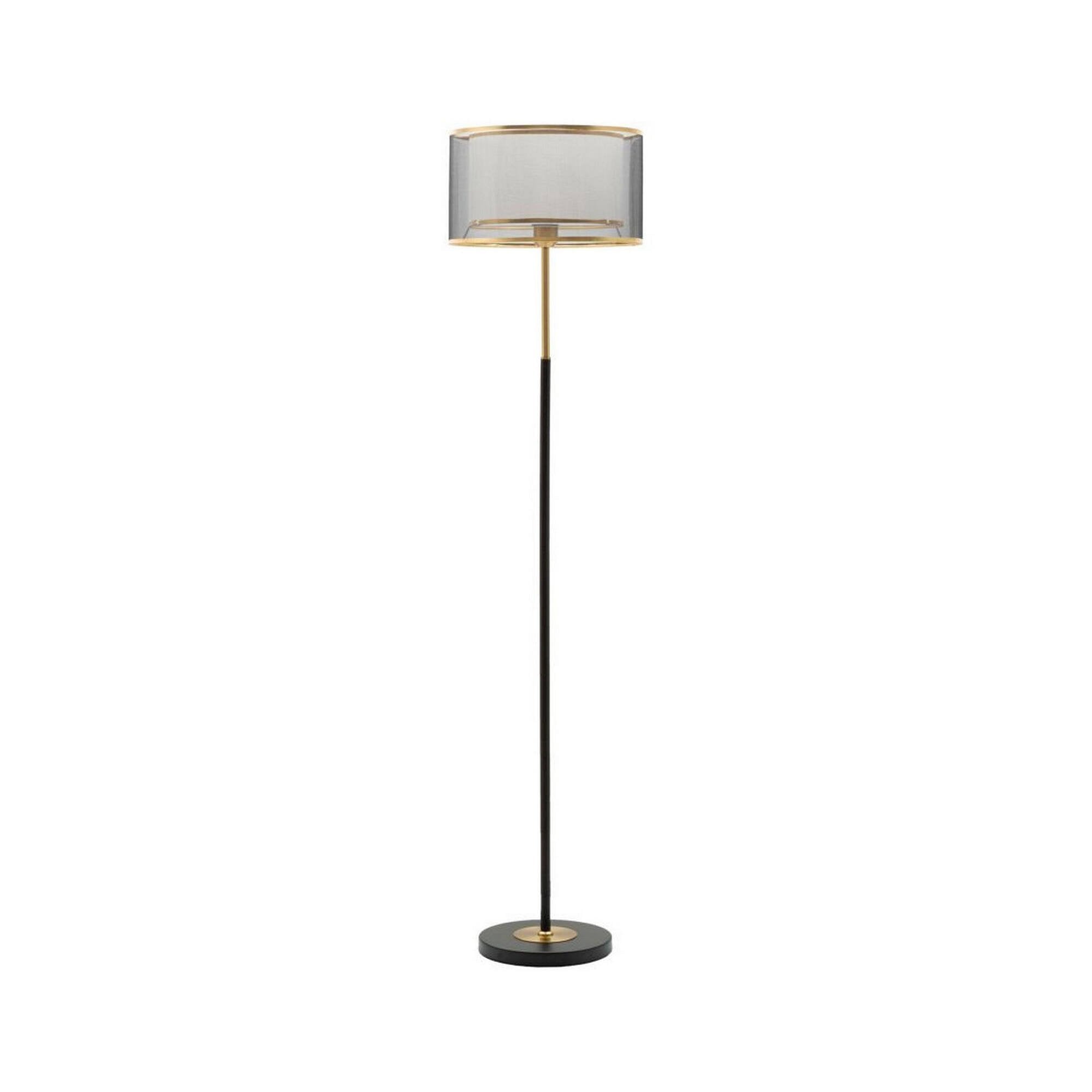 Lampada da terra Marouflage, Luce da terra, Lampada da pavimento, Lampada a stelo, 35x35 h153 cm, Nero e Oro