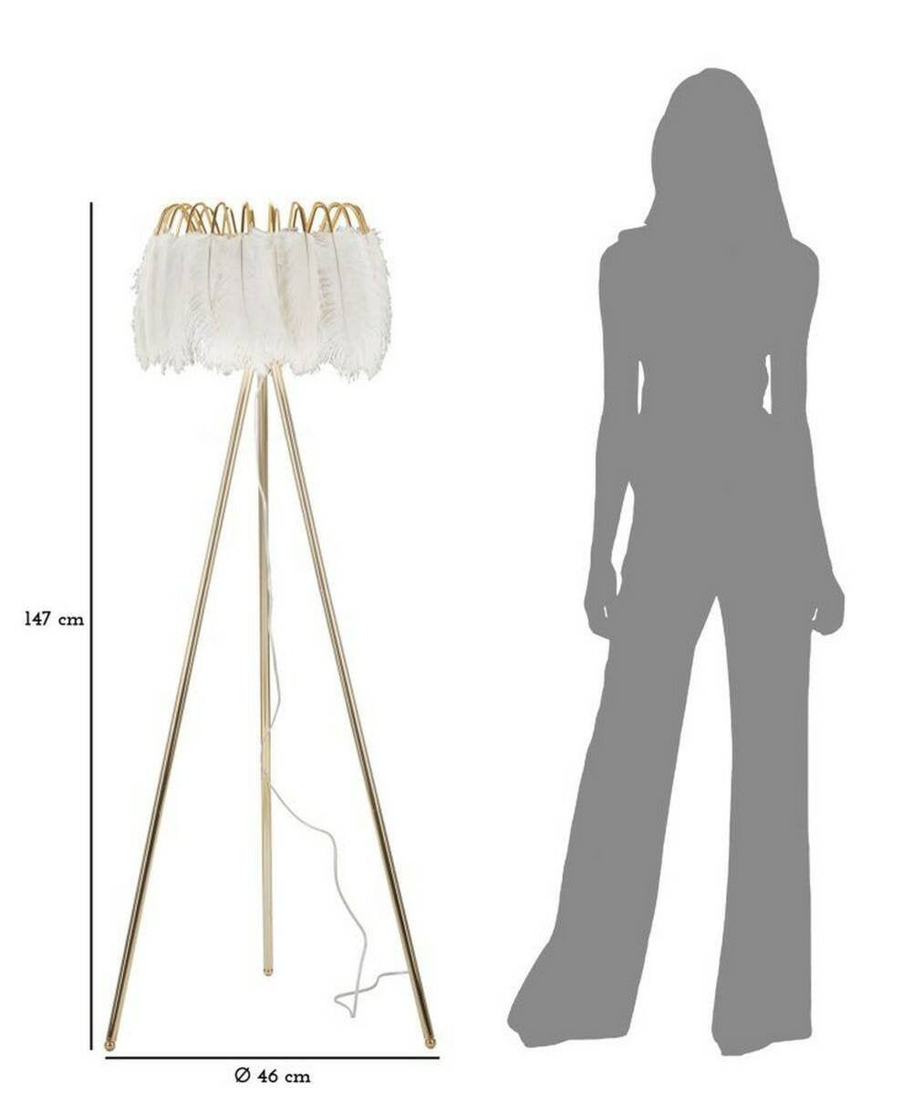 Lampada da terra Millefleur, Luce da terra, Lampada da pavimento, Lampada a stelo, 46x46 h147 cm, Bianco e Oro