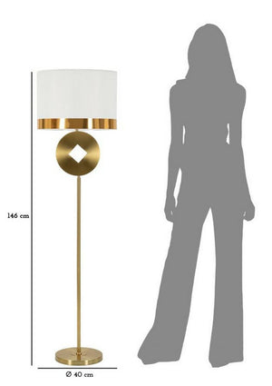 Lampada da terra Telero, Luce da terra, Lampada da pavimento, Lampada a stelo, 40x40 h151 cm, Bianco e Oro