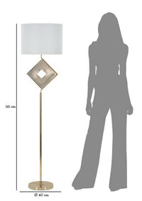 Lampada da terra Inchiostro, Luce da terra, Lampada da pavimento, Lampada a stelo, 40x40 h161 cm, Bianco e Oro
