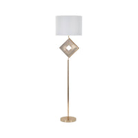 Lampada da terra Inchiostro, Luce da terra, Lampada da pavimento, Lampada a stelo, 40x40 h161 cm, Bianco e Oro