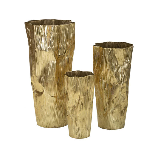 Set di 3 vasi Frentano, Complemento d'arredo, Anfora, Accessorio d'arredo, 41x39 h83 cm, Oro