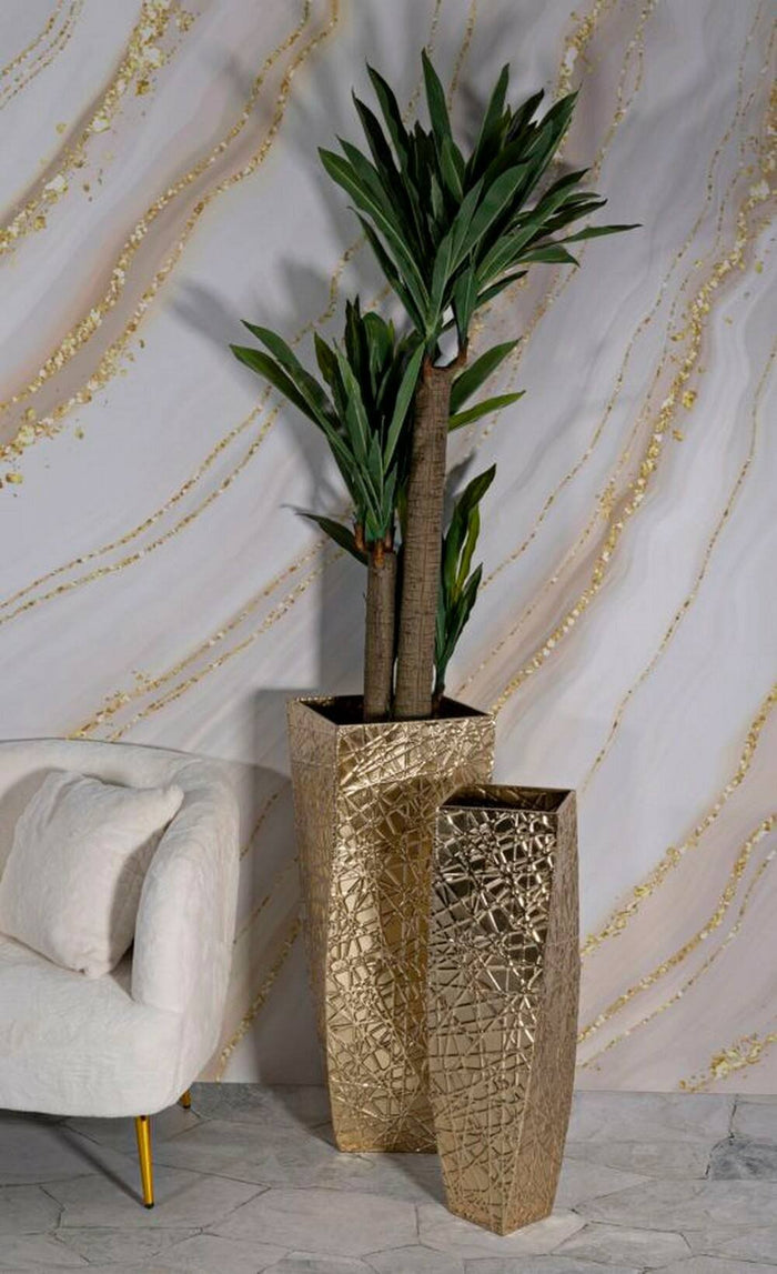 Set di 2 vasi Ritaldi, Complemento d'arredo, Anfora, Accessorio d'arredo, 34x34 h90 cm, Oro