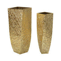 Set di 2 vasi Ritaldi, Complemento d'arredo, Anfora, Accessorio d'arredo, 34x34 h90 cm, Oro
