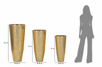 Set di 3 vasi Manara, Complemento d'arredo, Anfora, Accessorio d'arredo, 48x48 h110 cm, Oro