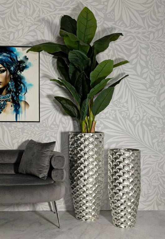 Set di 2 vasi Premezzo, Complemento d'arredo, Anfora, Accessorio d'arredo, 37x37 h92 cm, Argento