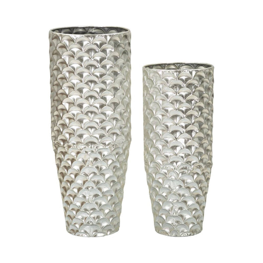 Set di 2 vasi Premezzo, Complemento d'arredo, Anfora, Accessorio d'arredo, 37x37 h92 cm, Argento