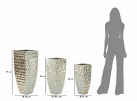 Set di 3 vasi Cavatore, Complemento d'arredo, Anfora, Accessorio d'arredo, 38x38 h91 cm, Argento