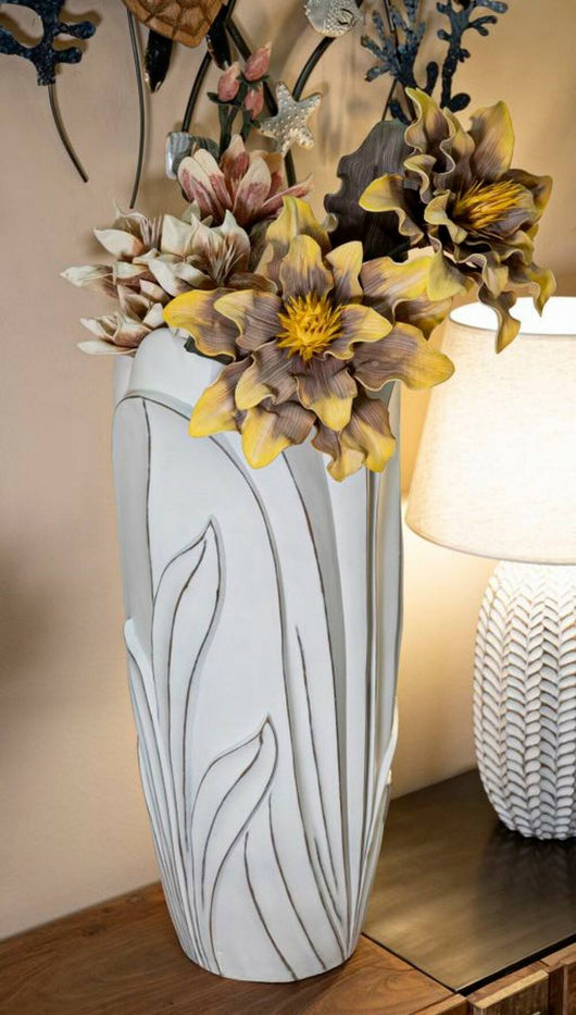 Vaso Brabbia, Complemento d'arredo, Articolo decorativo, Accessorio d'arredo, 31x31 h69 cm, Bianco