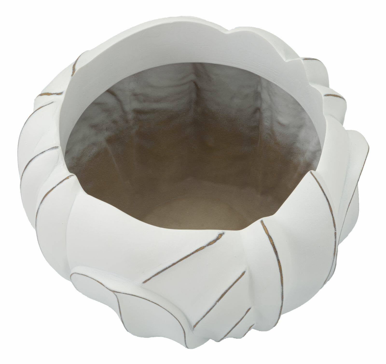 Vaso Bovezzo, Complemento d'arredo, Articolo decorativo, Accessorio d'arredo, 35x35 h24 cm, Bianco