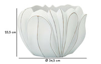 Vaso Bovezzo, Complemento d'arredo, Articolo decorativo, Accessorio d'arredo, 35x35 h24 cm, Bianco
